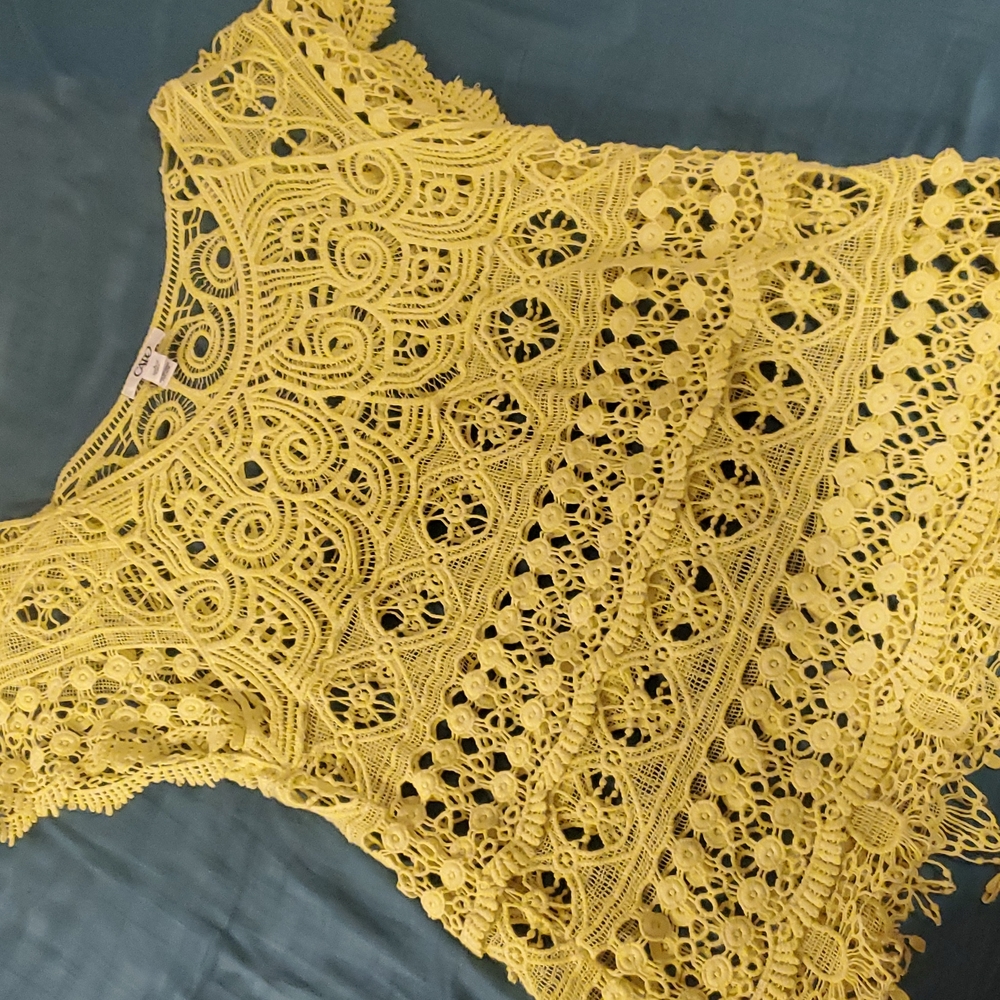 Yellow lace top
